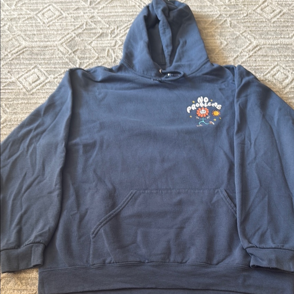 Blue Classic Pullover Sweater with Ribbed Cuffs